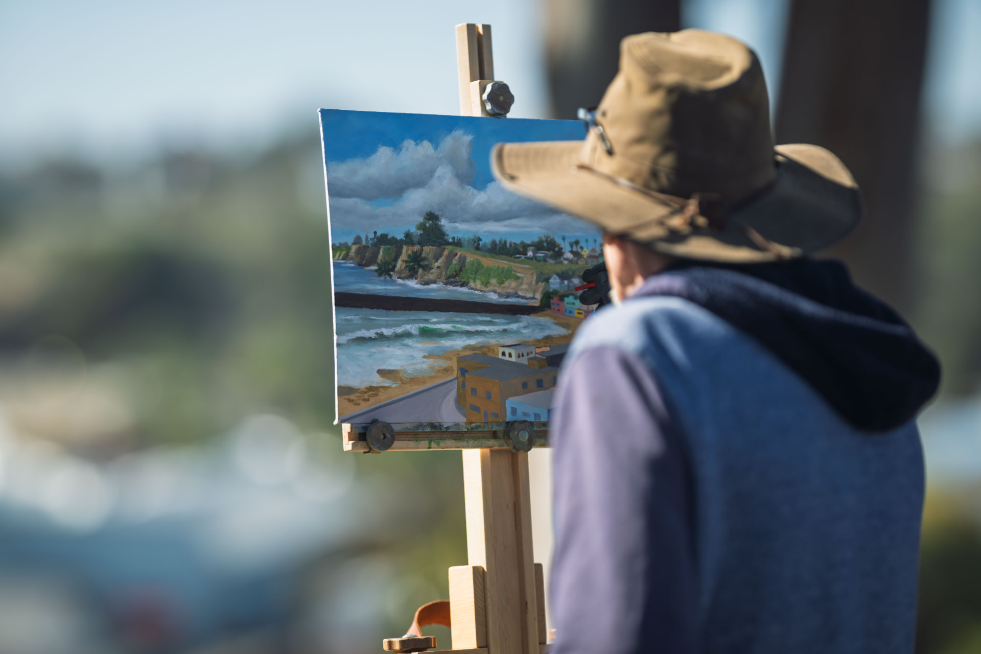An artist painting the Capitola coast