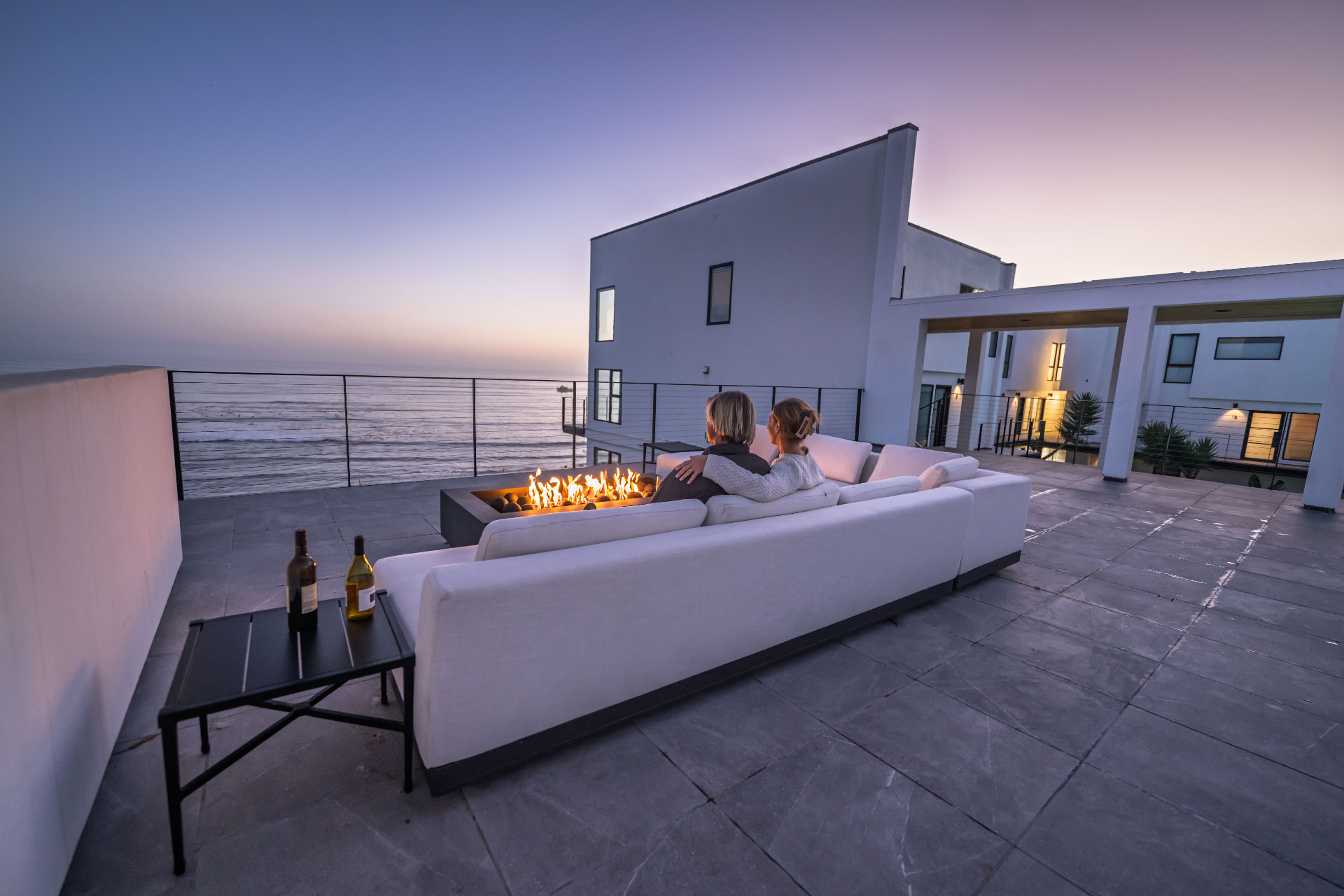 An evening by the firepit above the water