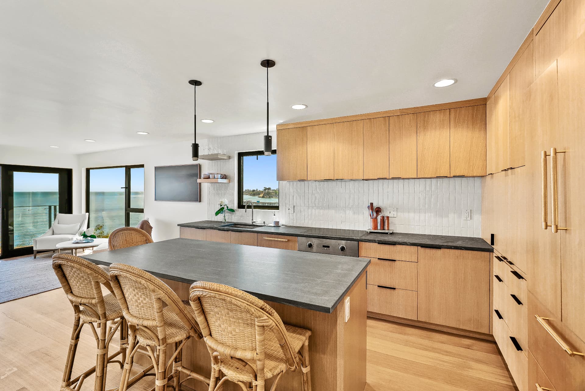Kitchen and island