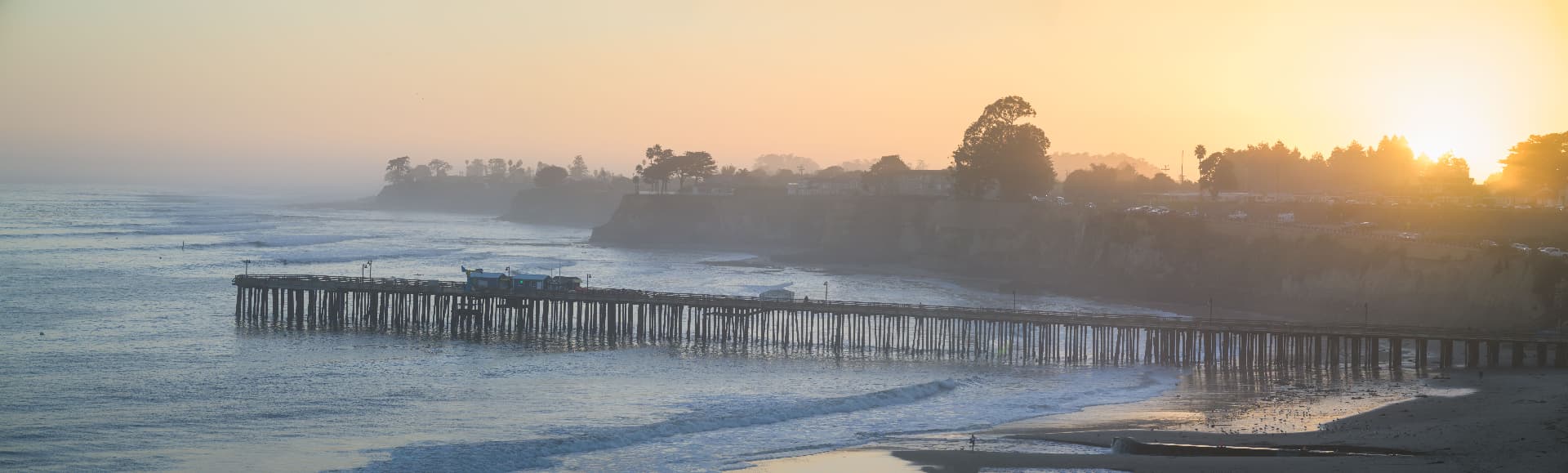 Warm panorama of the Capitola wharf