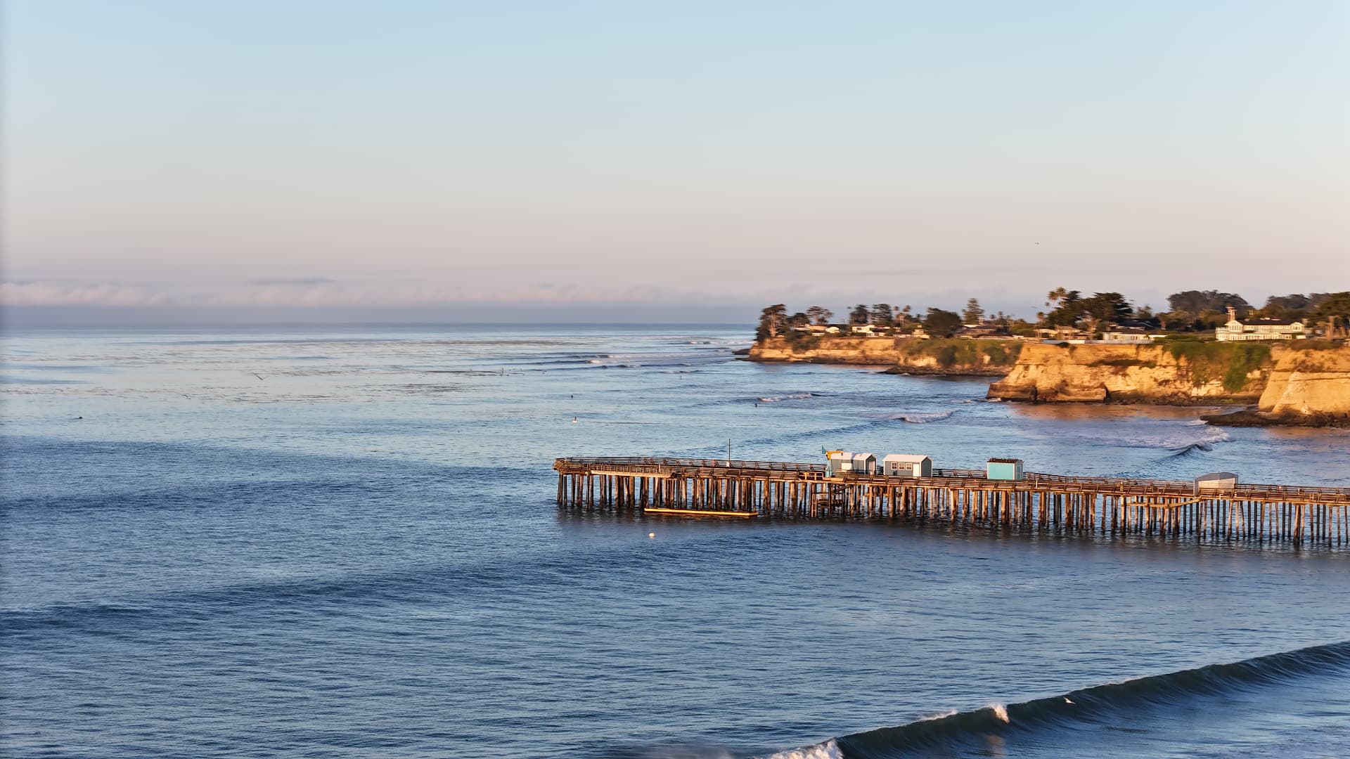 Aerial view of Grand Avenue, Capitola Beach and the coastline