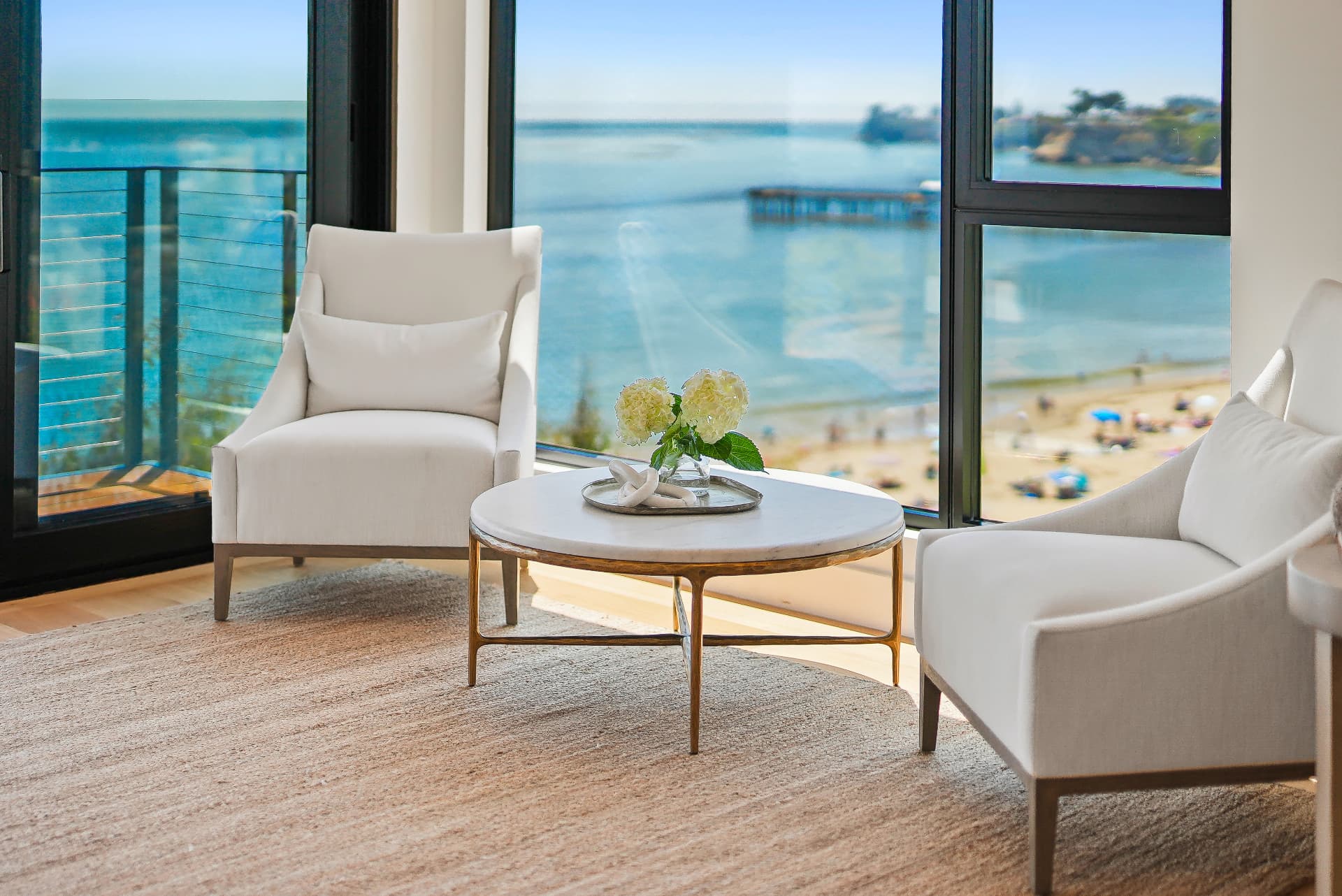 Living room overlooking the beach