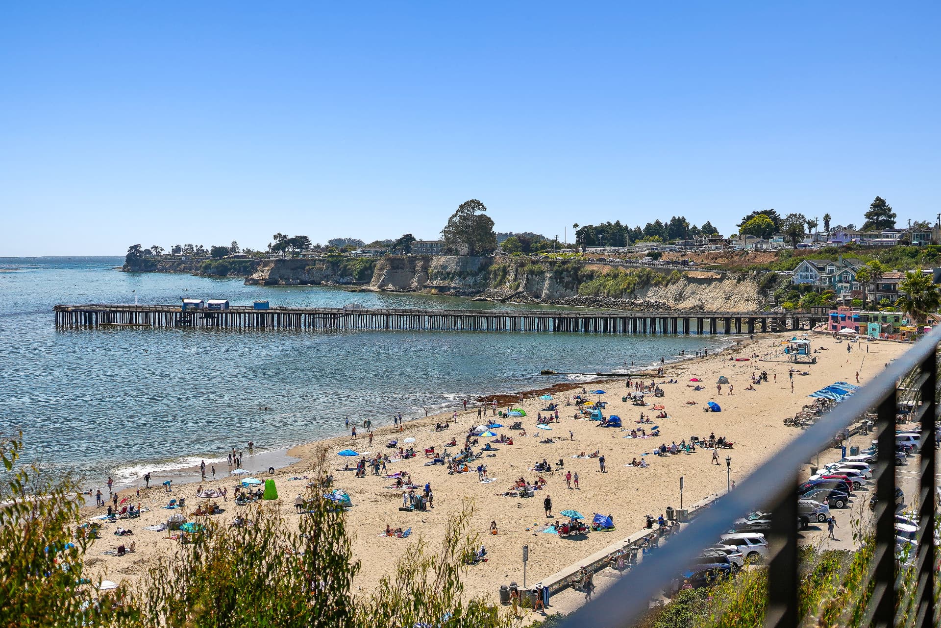 Capitola Beach and the pier from above